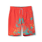 Boys Sea Spray Printed Swim Shorts - FUSHION CORAL