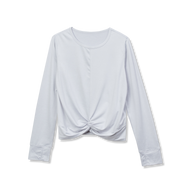 Girls Trail Twist Front LS Top - GREY HEATHER