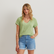 Women's Sunwashed V-Neck T-Shirt - Leaf