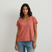 Women's Sunwashed V-Neck T-Shirt - Mineral Red