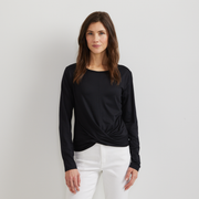 Women's Surreal Wrap-Front Travel T-Shirt - Black