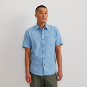 Men's Tidelands Short-Sleeve Yarn-Dyed Textured Shirt - Blue Fog