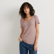 Women's Fav Short-Sleeve V-Neck T-Shirt - Plum