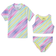 Girls Sea Spray 3 PC Short Sleeve Swim Set - SUNNY LIME