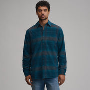 Men's Long-Sleeve Fine Wale Corduroy Shirt - Plaid - Dark Meridian