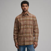 Men's Long-Sleeve Fine Wale Corduroy Shirt - Plaid - Khaki