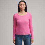 Women's Long-Sleeve Hacci Ribbed Top - Petunia
