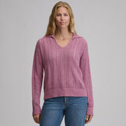 Women's Long-Sleeve Slub Johnny Collar Sweater - Dusty Rose