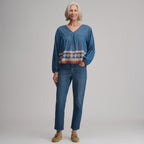 Women's Long-Sleeve V-Neck Relaxed Woven Popover