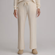 Women's Cozy Rib Wide-Leg Pants - Heather Oatmeal