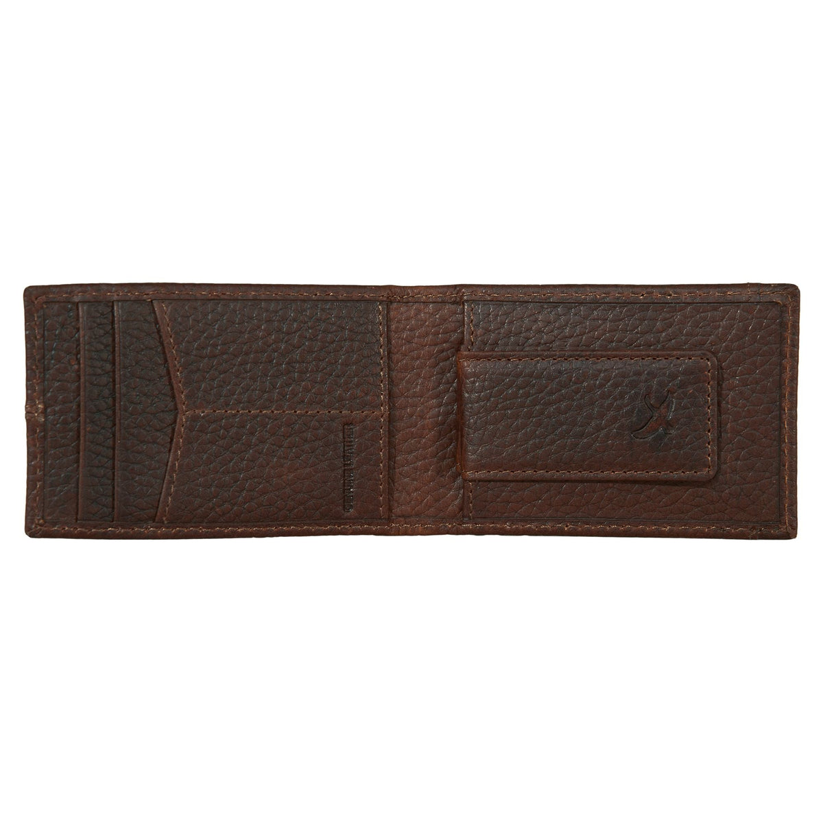 Rugged Leather Money Clip Bifold Wallet