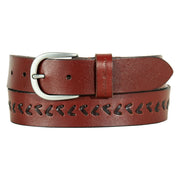 Women's Center Lacing Detailed Leather Belt - TAN